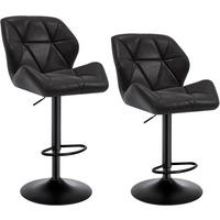 BARHOCKER 2er Set, höhenverstellbar,drehbar,Kunstleder Stahl - Schwarz, Metall (50/94/41cm) - Woltu