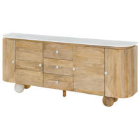 SIDEBOARD Mango 200x40x80 natur lackiert / Marmor weiß FLORENZ #122 - Braun, Holz (200/80/40cm) - Massivmoebel24