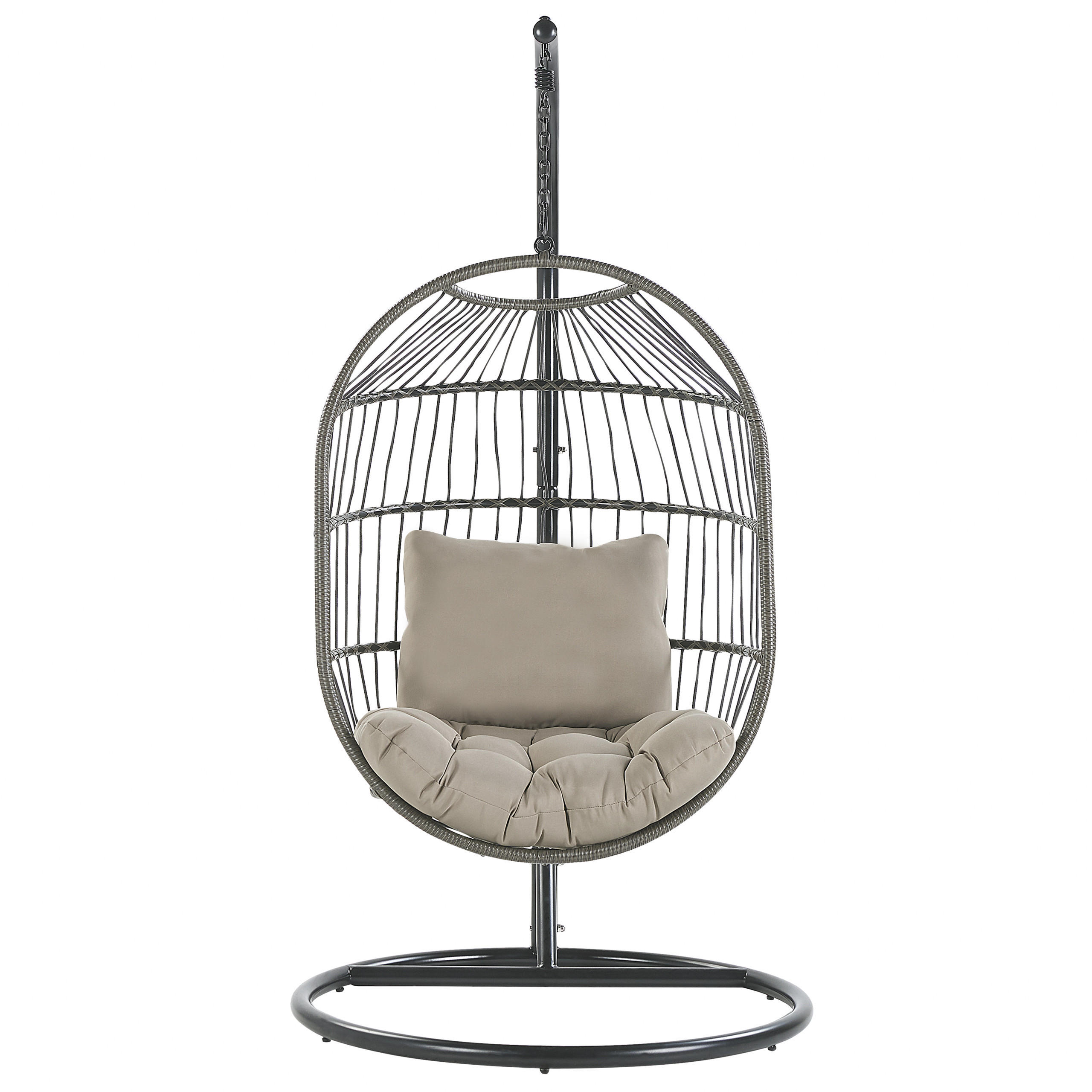 HÄNGESESSEL mit Gestell PE Rattan/Flechtseil schwarz 102 cm Alba - Schwarz, Kunststoff (102/200/102cm) - Beliani