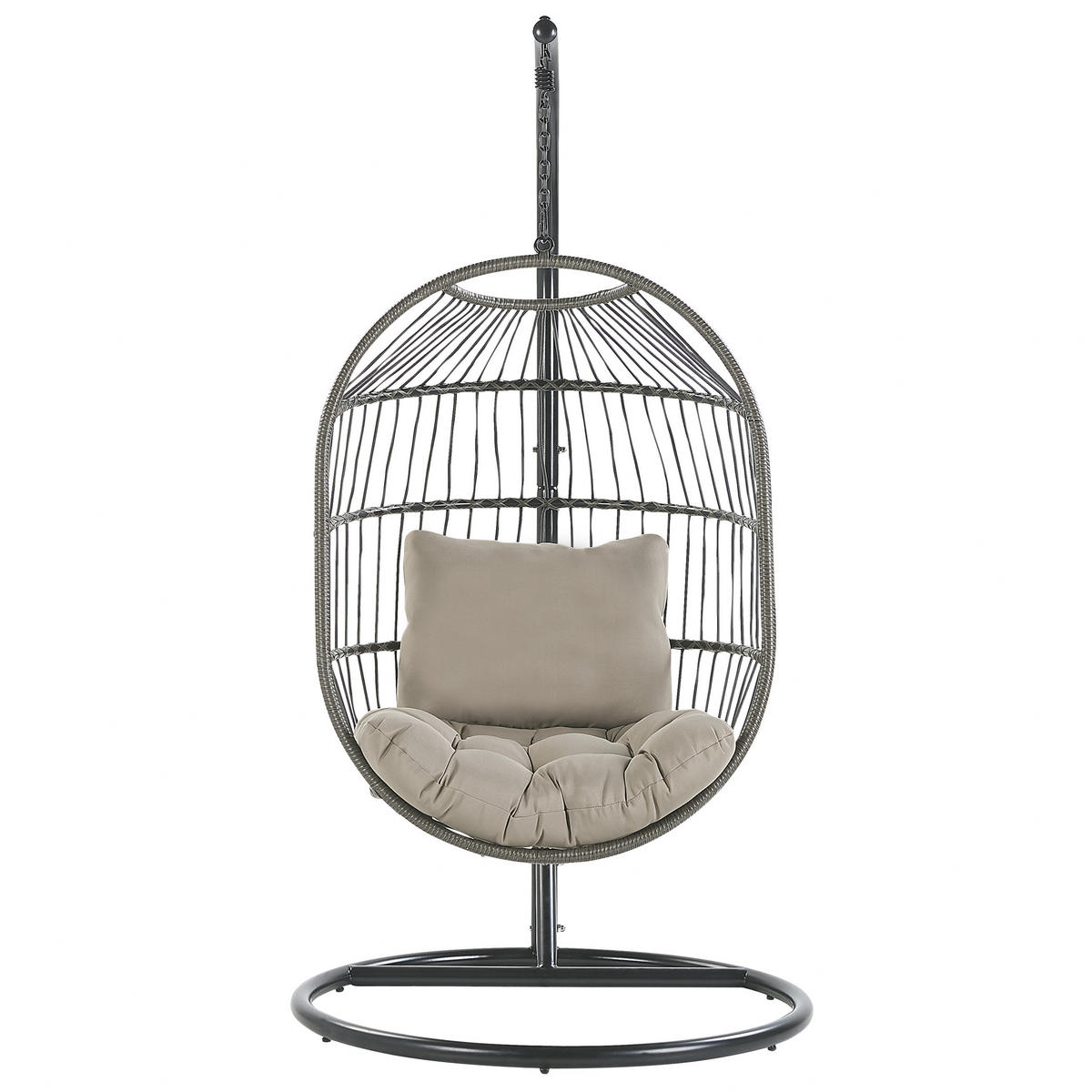 HÄNGESESSEL mit Gestell PE Rattan/Flechtseil schwarz 102 cm Alba - Schwarz, Kunststoff (102/200/102cm) - Beliani