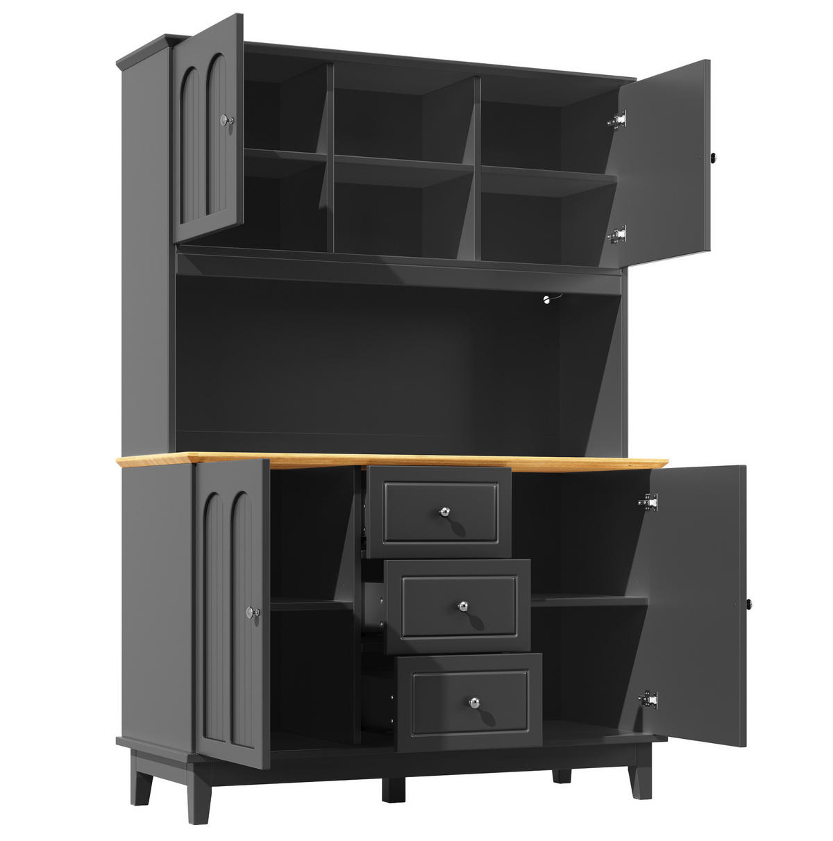 VISOKI ormar, 120/40/180 cm, MDF crna/prirodna, s LED rasvjetom i USB-om - crna, drvni materijal (120/180/40cm) - BEAOK