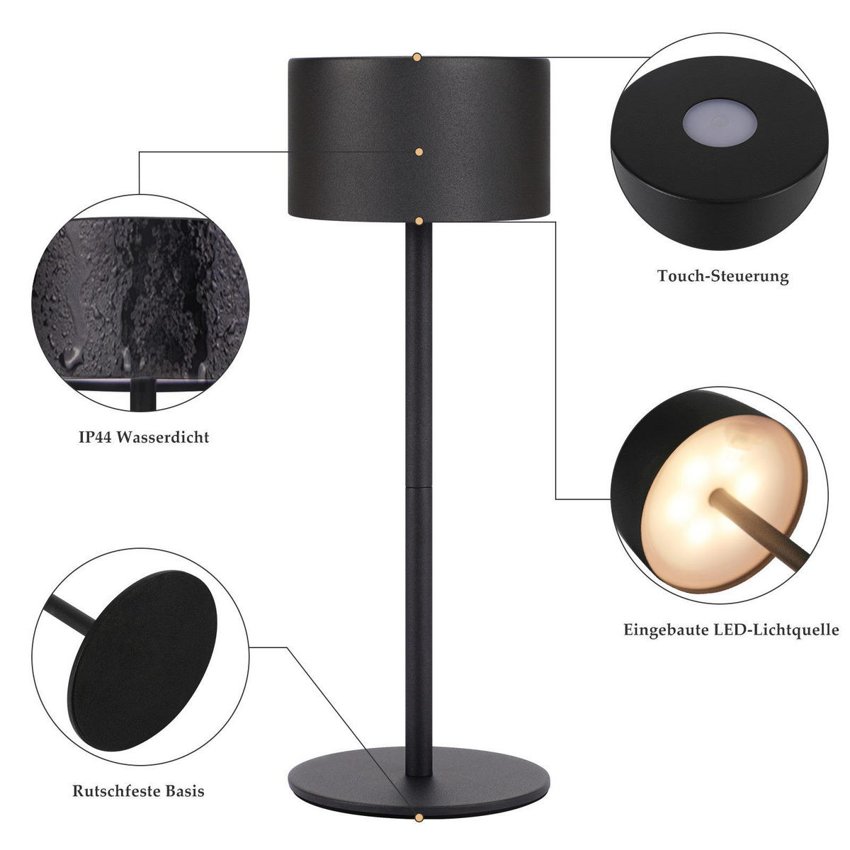 LED stolní lampa Abba 9/9/25cm - černá, kov (9/9/25cm) - Nettlife