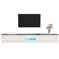WANDLOWBOARD 180/35/30 cm mit LED-Beleuchtung und Kabeldurchlass - Schwarz, Holzwerkstoff (180/30/35cm) - BEAOK