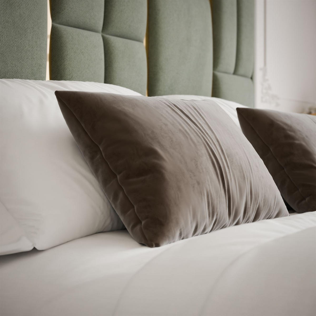 POLSTERBETT BRIGITTE GOLD mit Bettkasten 180x200 cm Element 11 - Grün, Textil (180/200cm) - Lookway
