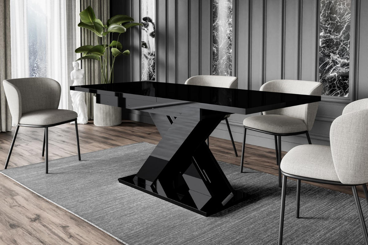 ESSTISCH ausziehbar 140 -180x80x75 cm - Schwarz Hochglanz - RONX - Schwarz Hochglanz, Holzwerkstoff (140/80/75cm) - ALTDECOR