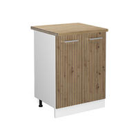KÜCHENUNTERSCHRANK R-Line Artisan-Eiche 60 cm, AP Eiche - Weiß/Eiche Artisan, Holzwerkstoff (60/81.6/60cm) - Vicco