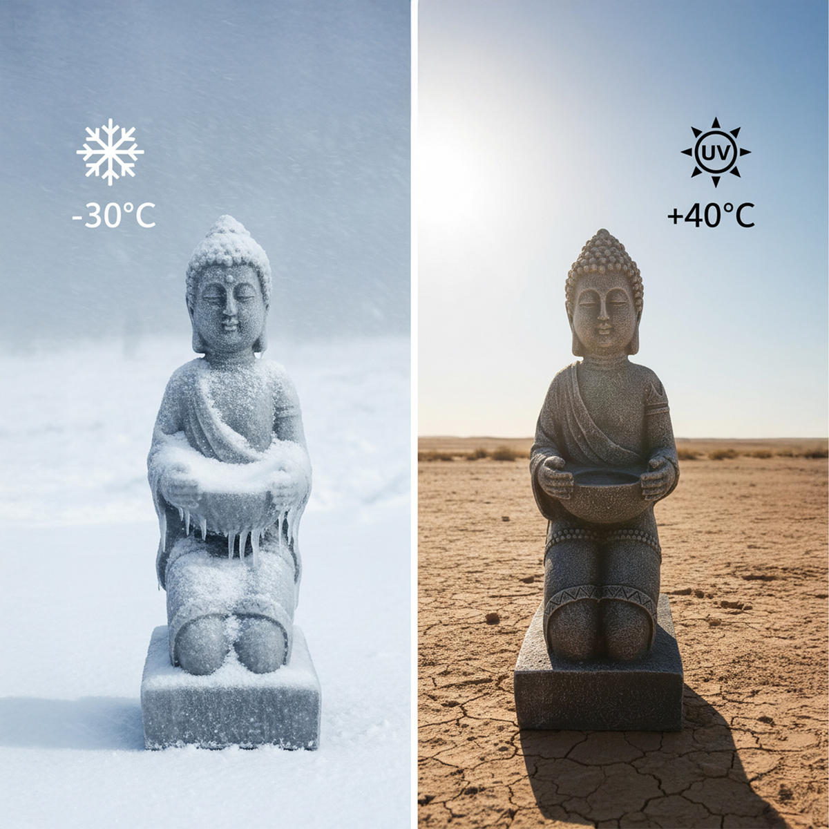 BUDDHA Figur - Anthrazit, Kunststoff (16/43/15cm) - Relaxdays