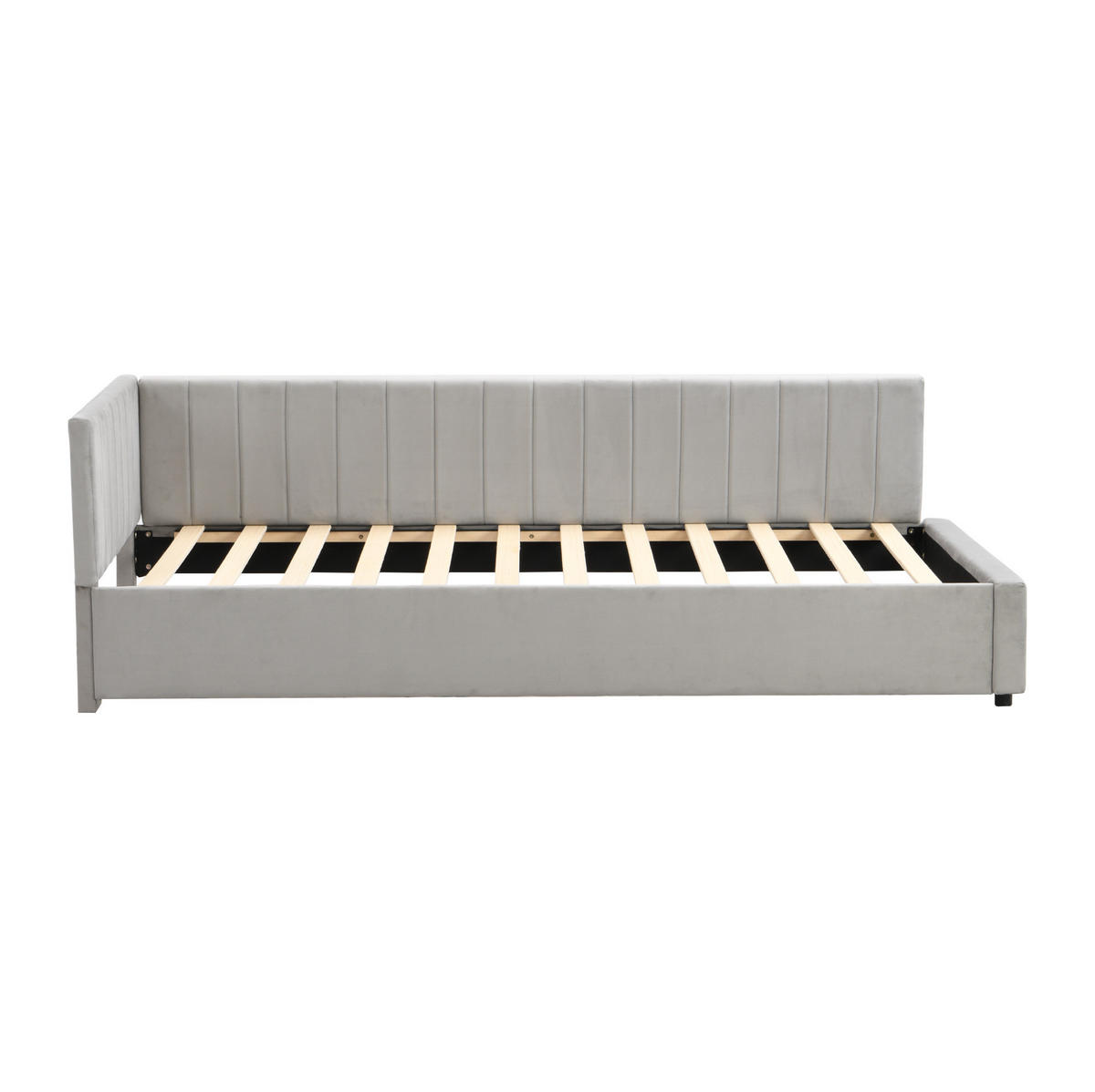 POLSTERBETT 90/200 cm als Schlafsofa mit Lattenrost, Samtbezug und austauschbarer Rückenlehne, Grau - Grau, Leder (90/200cm) - Redom