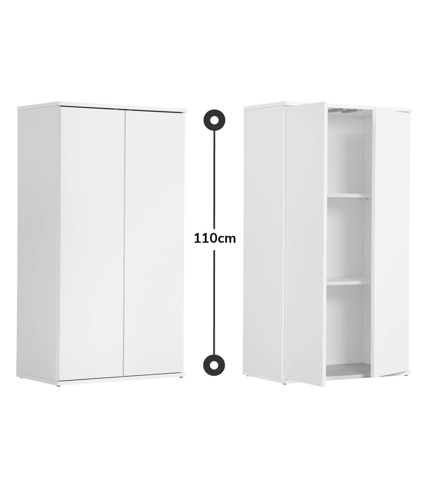 MEHRZWECKSCHRANK Der Schlanke - Weiß, Holzwerkstoff (60/110/34cm) - Mokebo