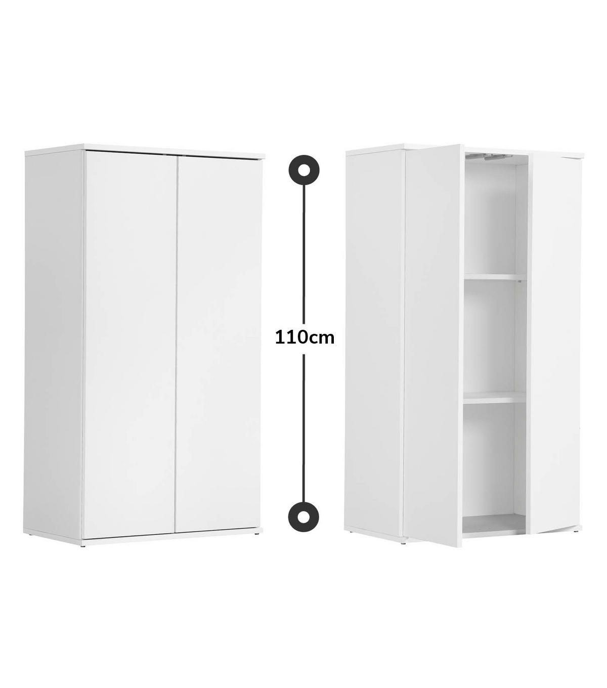 MEHRZWECKSCHRANK Der Schlanke - Weiß, Holzwerkstoff (60/110/34cm) - Mokebo