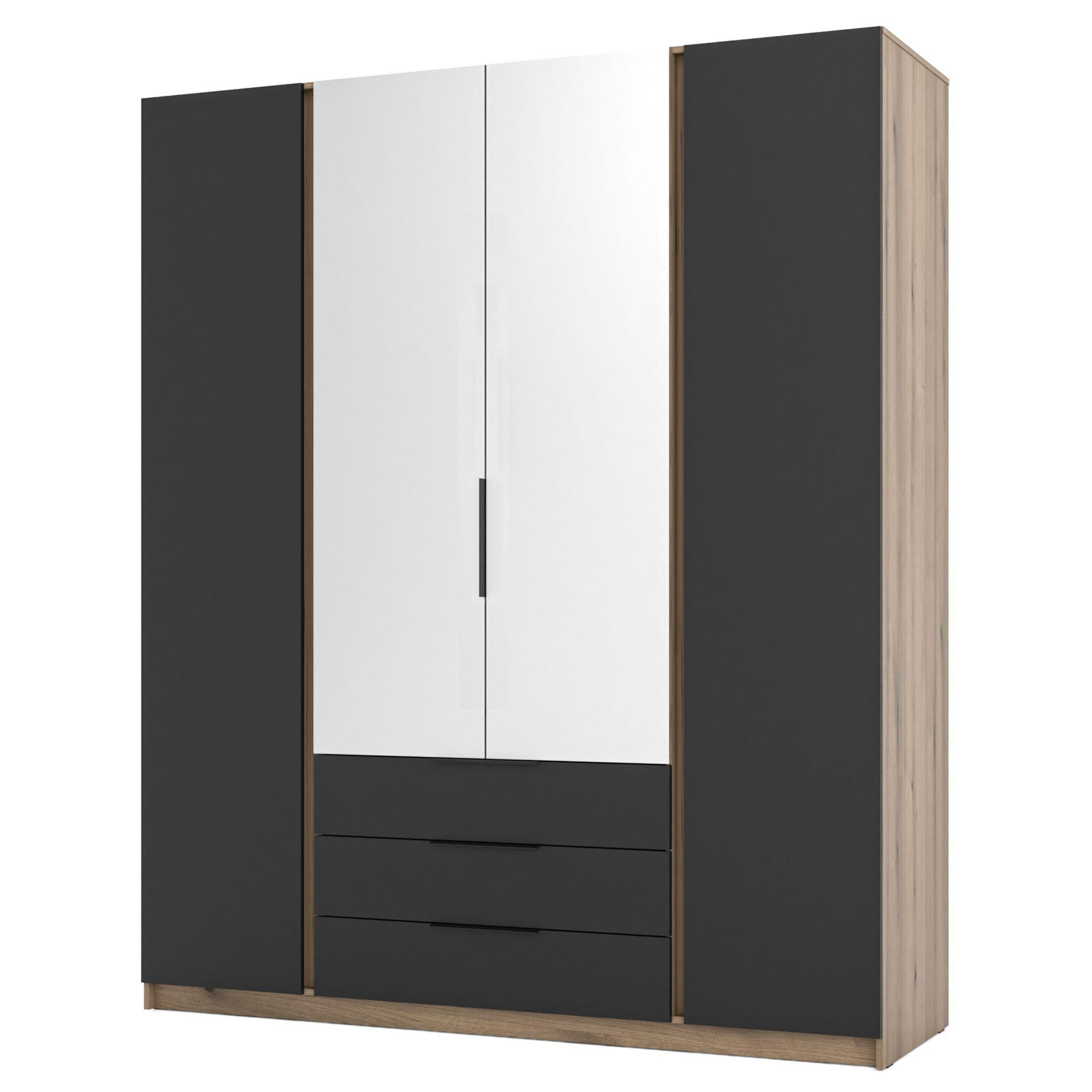 KLEIDERSCHRANK Kaja Schwarz/Eiche 200 cm - Schwarz, Holzwerkstoff/Metall (200/239/61.9cm) - Selsey