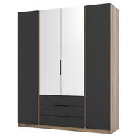 KLEIDERSCHRANK Kaja Schwarz/Eiche 200 cm - Schwarz, Holzwerkstoff/Metall (200/239/61.9cm) - Selsey