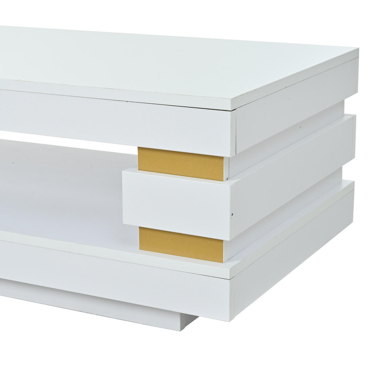 COUCHTISCH aus Spanplatte 100x50x35 cm in Weiß mit LED-Beleuchtung - Weiß, Holzwerkstoff (100/50/35cm) - Modfu