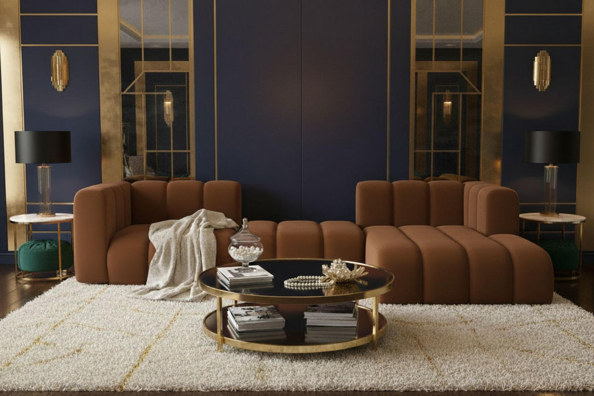 ECKSOFA L-Form Grand L 319 cm, Veloursstoff Salvador, Dunkelbraun, Rechts - Dunkelbraun, Holz (319/179cm) - Kaiser Möbel