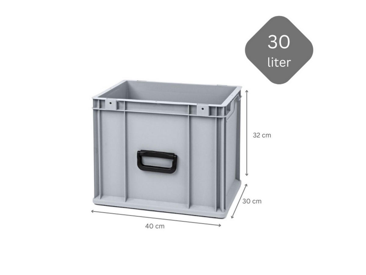 EUROBOX 4x Nextgen Portable Uno 32x30x40cm 30 Liter - Grau, Kunststoff (30/32/40cm) - PROREGAL