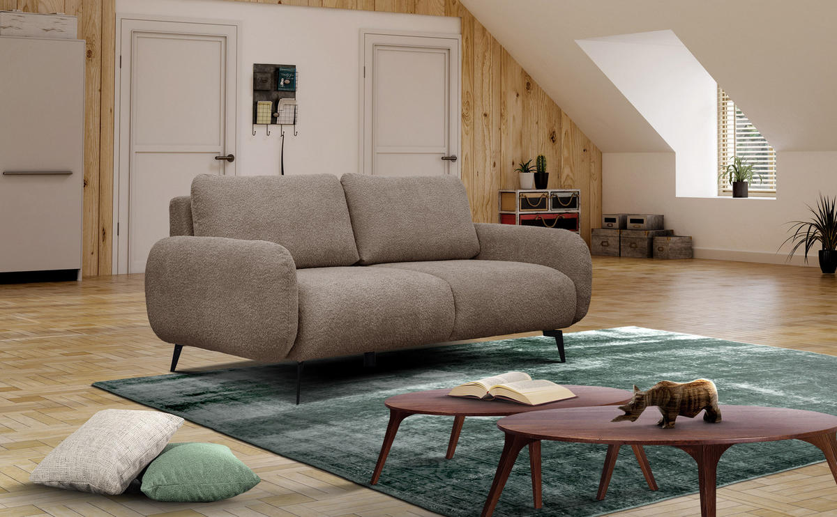 SOFA FEBE 3-Sitzer, beige - Beige/Schwarz, Holz/Textil (190/82/96cm) - Courtois Laville