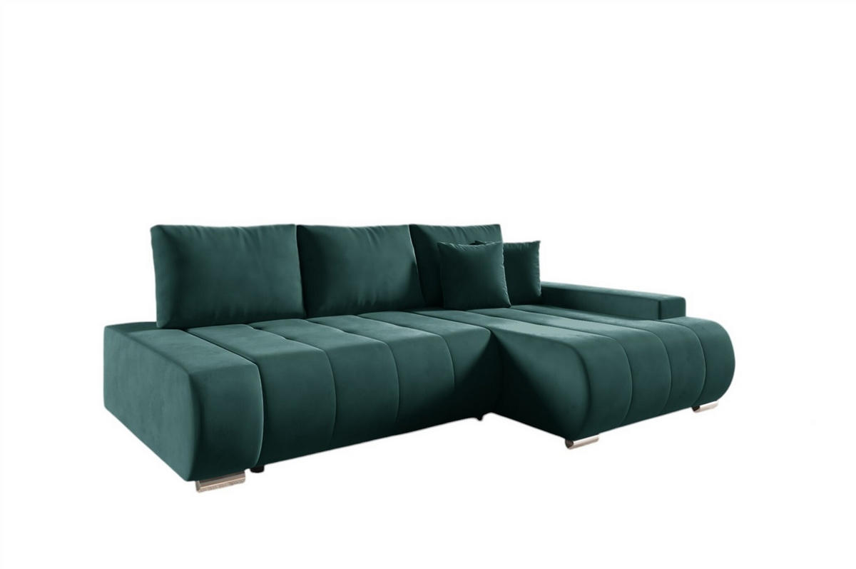 ECKSOFA Elmo - Grün, Holzwerkstoff/Textil (227/153cm) - Fun Möbel