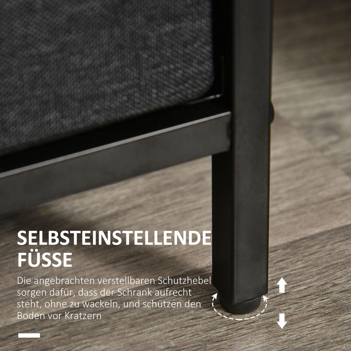 Kommode Polyester Metall Schwarz - Schwarz, Metall (29/81.5/58cm) - HOMCOM