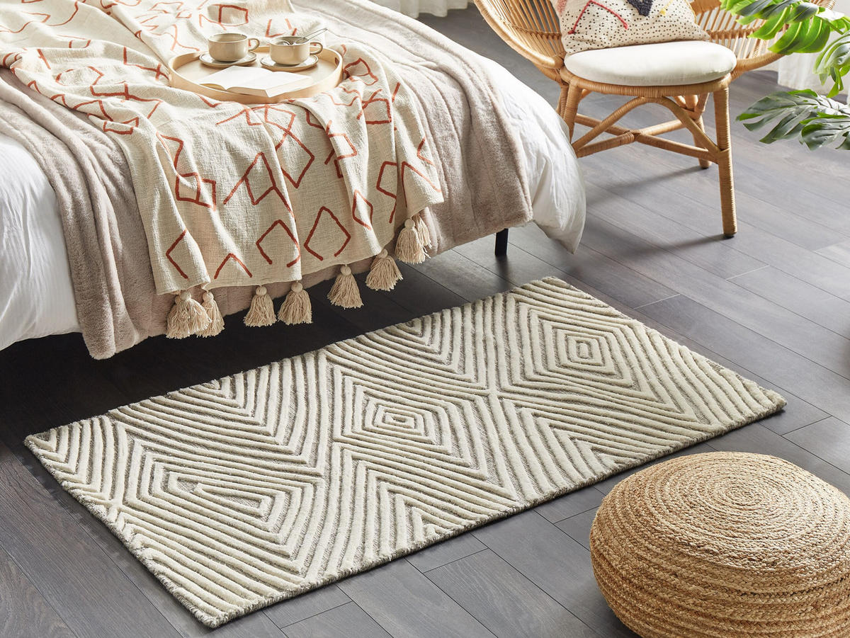 TEPPICH geflochten Goksun 150/80 cm - Weiß, Textil (80/150cm) - Beliani