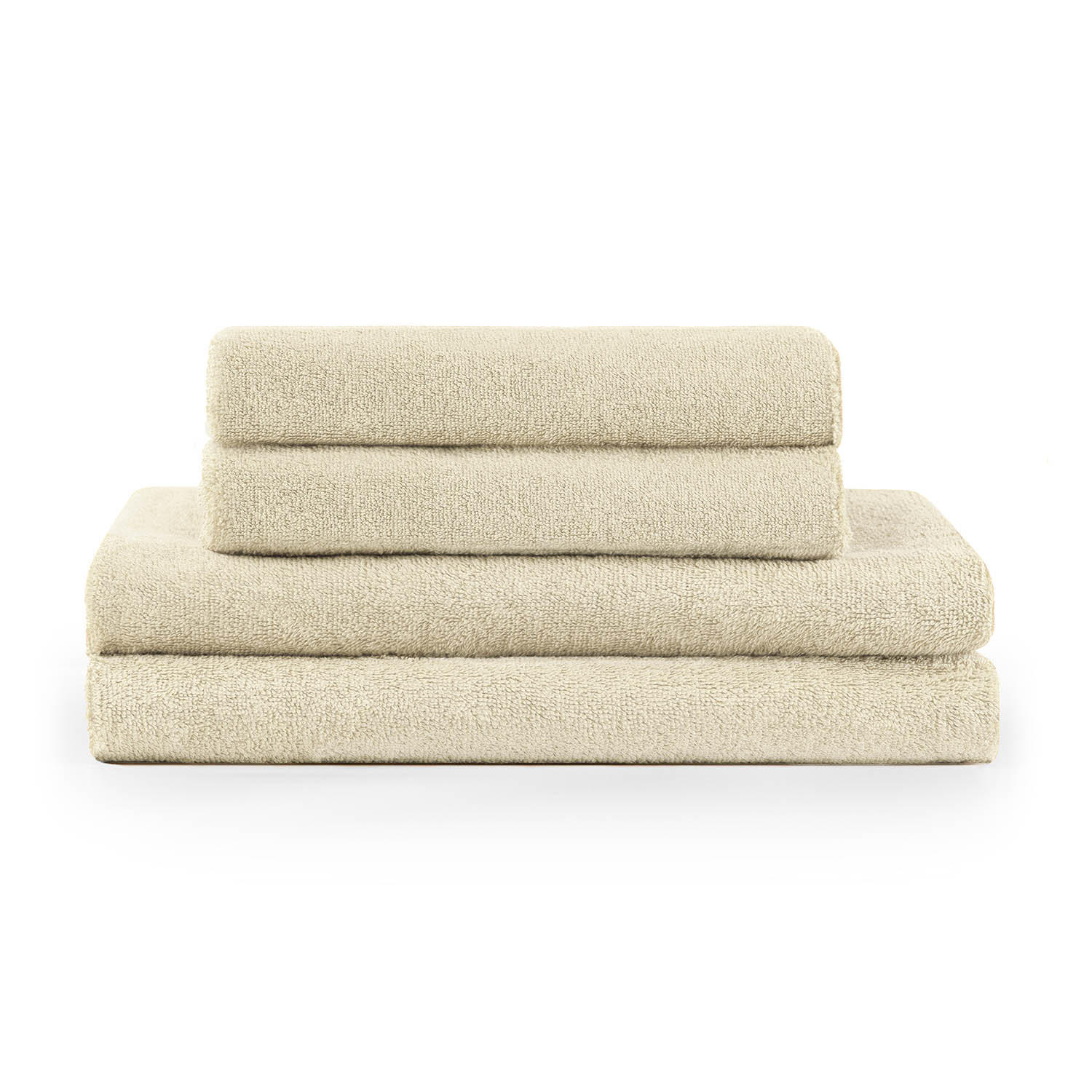 BADETUCH 4-teilig, 2x Badetuch 70/140 + 2x Handtuch 50/100 cm, Sandfarben - Sandfarben, Textil (70/140cm) - Blumtal