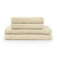 BADETUCH 4-teilig, 2x Badetuch 70/140 + 2x Handtuch 50/100 cm, Sandfarben - Sandfarben, Textil (70/140cm) - Blumtal