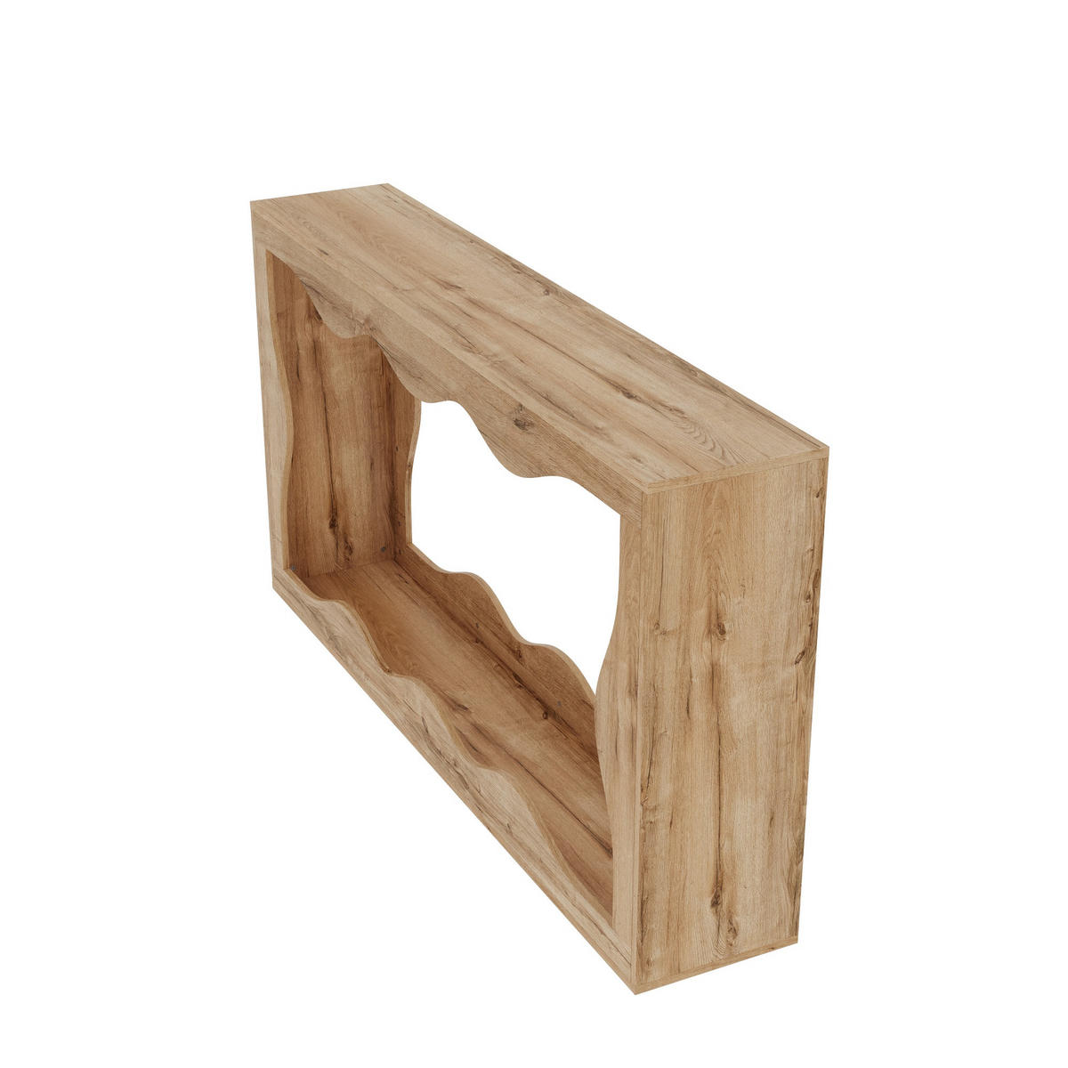 KONSOLENTISCH DE-37068 mit Wellenrand und 2-stöckigem Regal Natur - Naturfarben, Holzwerkstoff (160.5/30/86.5cm) - ComfortXL