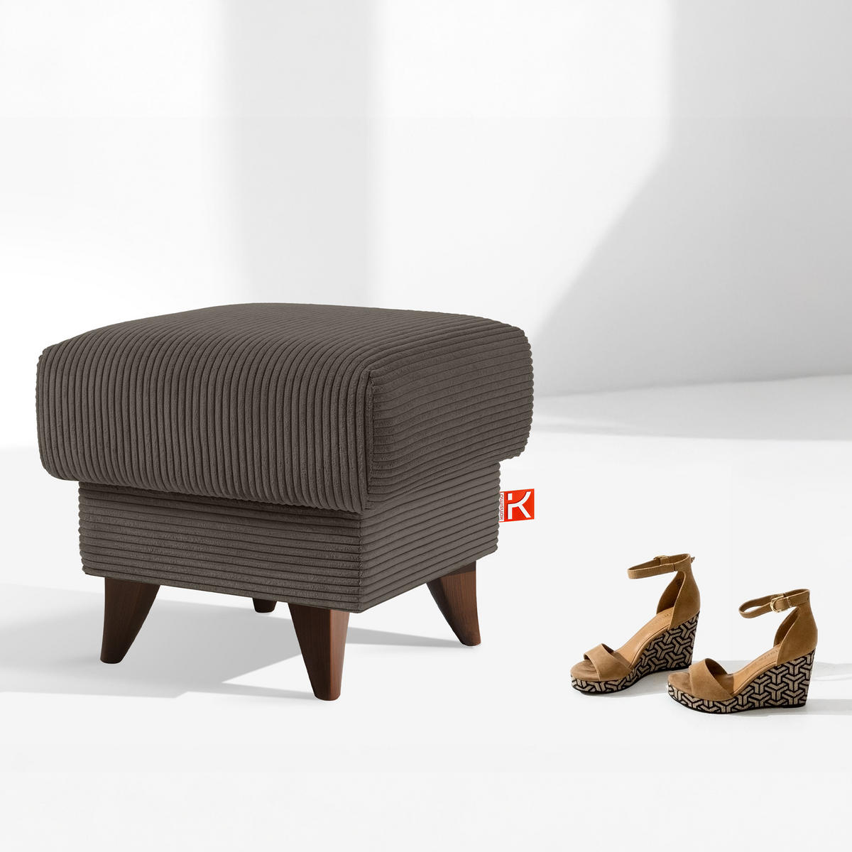 FUẞSTÜTZE GUSTAVO II, Graubeige - Greige/Beige, Holz/Holzwerkstoff (53/49/53cm) - KONSIMO®