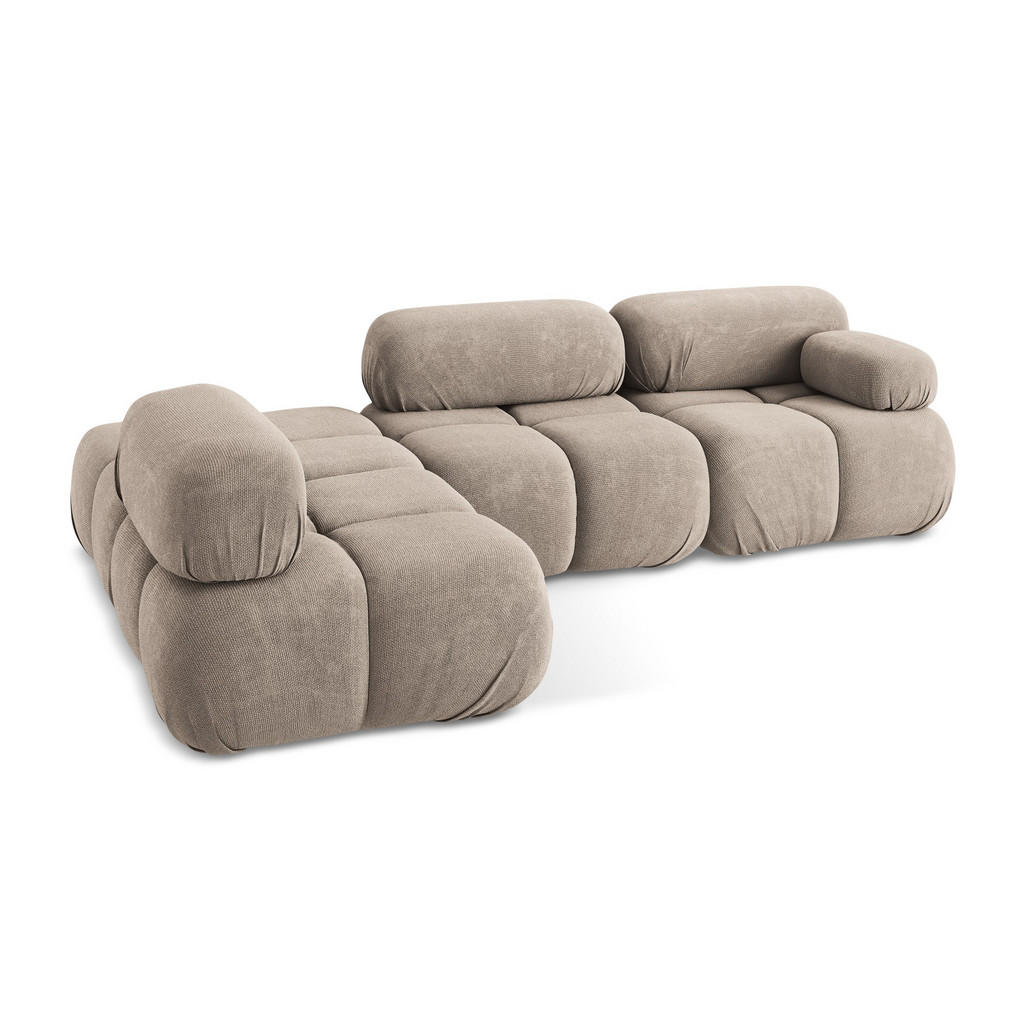 Thumbnail - Makamii Ecksofa, Cappuccino, Textil, 3-Sitzer, Füllung: Schaumstoff, L-Form, Ottomane links, 285x190 cm, Made in EU, Woh...