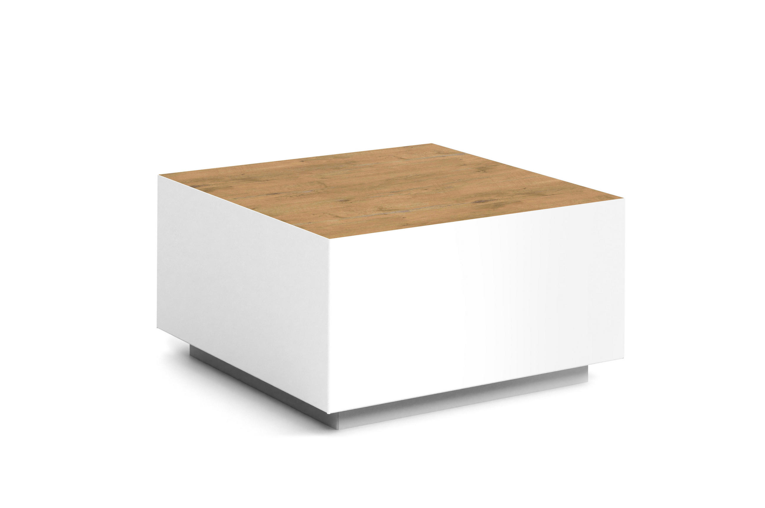 COUCHTISCH QUADRA - Alteiche/Weiß, Holzwerkstoff (65/65/35cm) - Meblini