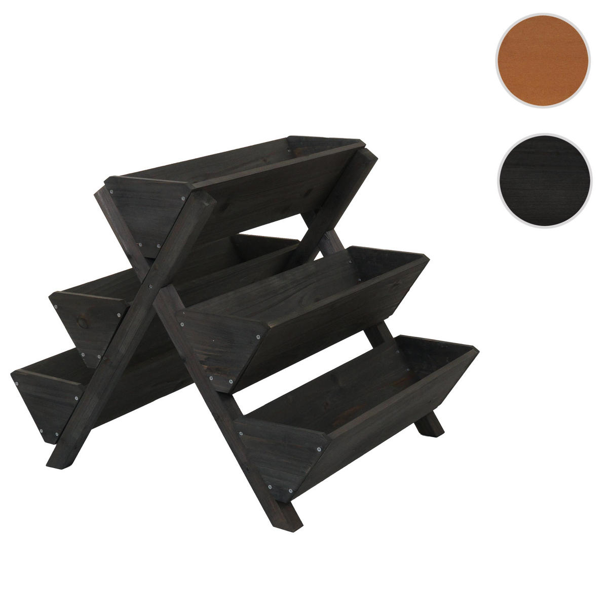 SCHODY NA ROSTLINY Antracit - antracitová, dřevo (56/56/70cm) - MCW