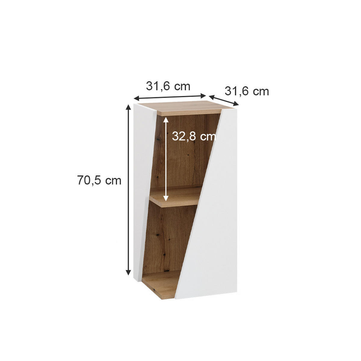 MIDISCHRANK Benno Weiß/Artisan 31.6 x 70.5 cm mit offenen Ablagen - Weiß, Holzwerkstoff (31.6/70.5/31.6cm) - Vicco