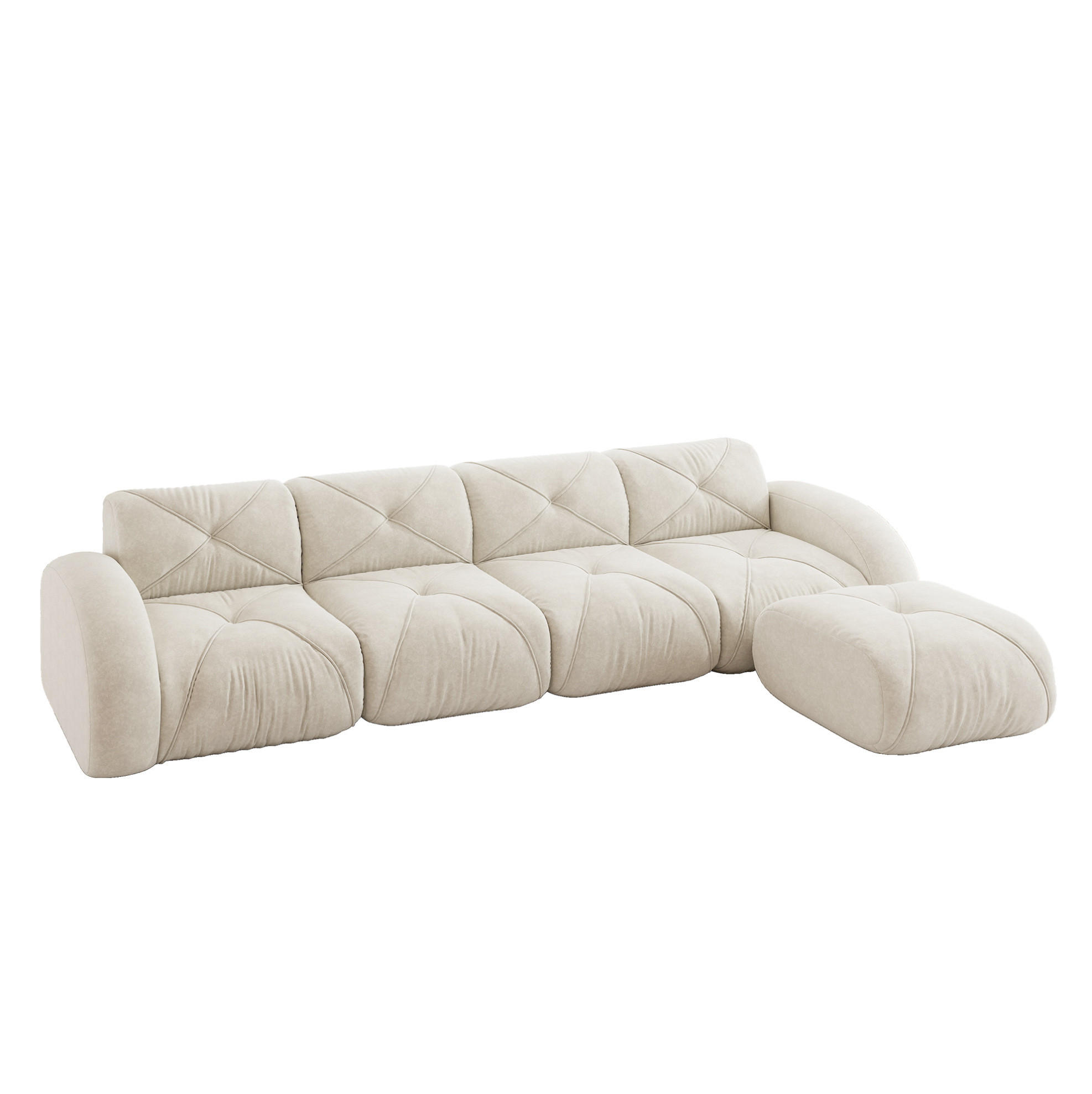 SOFA modular Chenille White - Weiß, Kunststoff (171/358cm) - Meubliv