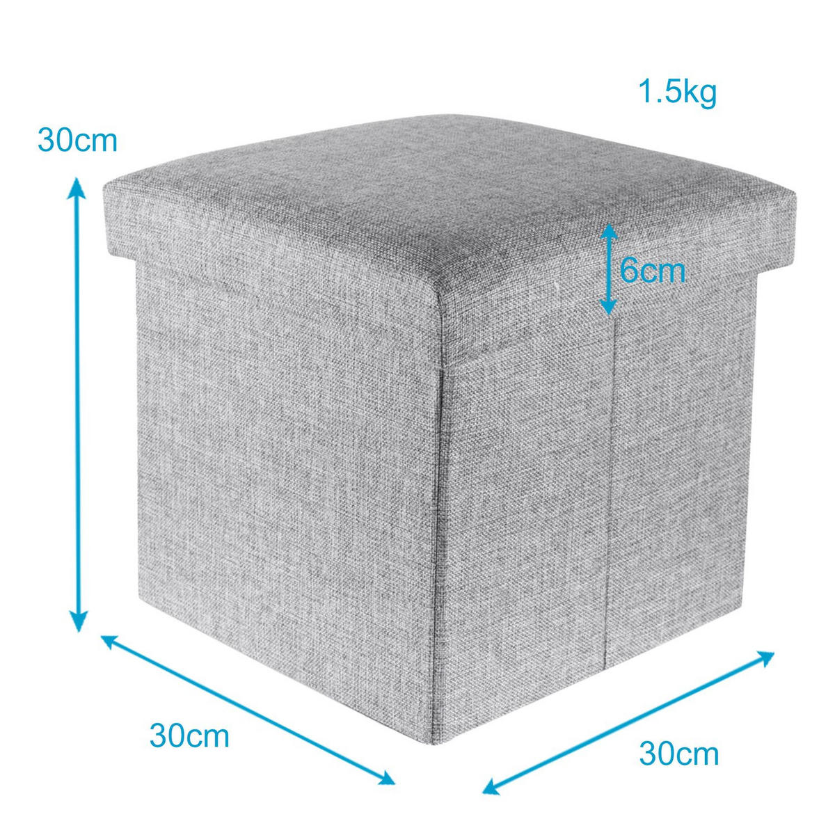 SITZBOX Faltbar 30/30/30 cm (Grau) - Grau, Textil (30/30/30cm) - Intirilife