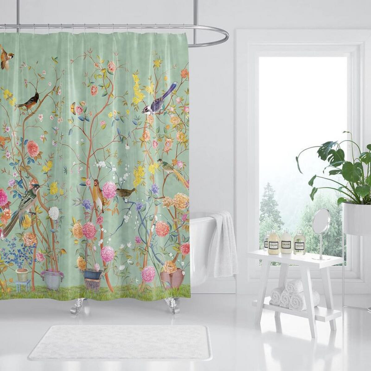 DUSCHVORHANG Grün schimmelresistent wasserdicht - Grün, Textil (180/180cm) - MCBOSON