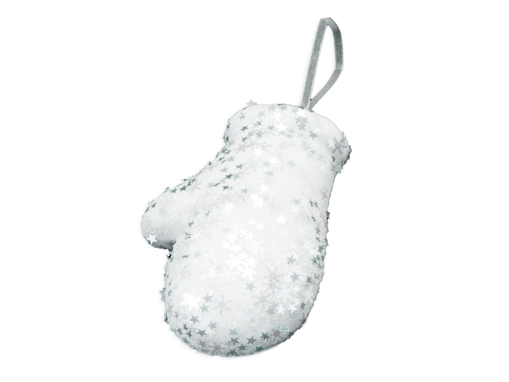 WEIHNACHTSBAUMSCHMUCK Handschuh mit Glitzer weiß 10 cm - Silberfarben/Weiß, Kunststoff (15/15/15cm) - LAALU