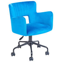 BÜROSTUHL Samtstoff Blau Sanilac - Blau, Textil/Metall (62/79/62cm) - Beliani