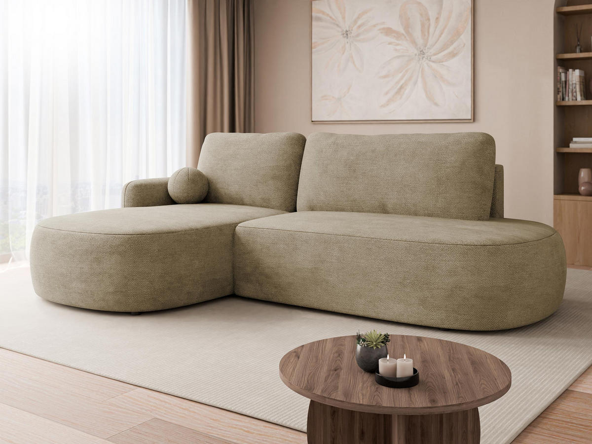 ECKSOFA Loridu O, Seite: Links - Taupe/Schwarz, Holz/Kunststoff (274/174cm) - MIRJAN24