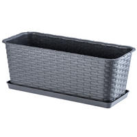 BALKONKASTEN mit Untersetzer 40 cm, Graphit - Graphitfarben, Kunststoff (17/40cm) - KADAX