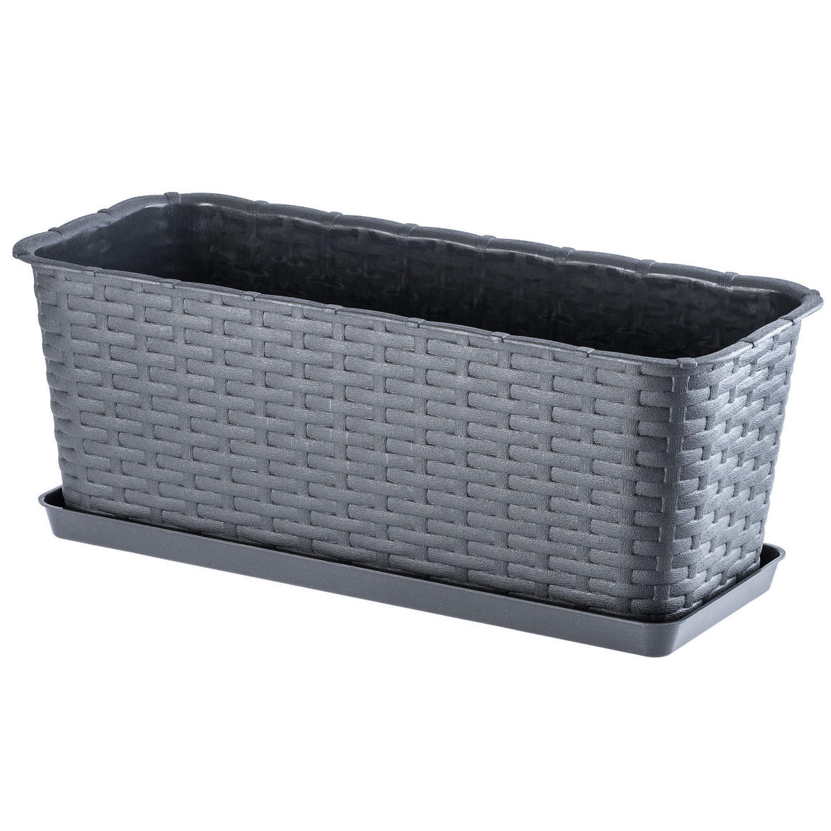 BALKONKASTEN mit Untersetzer 40 cm, Graphit - Graphitfarben, Kunststoff (17/40cm) - KADAX