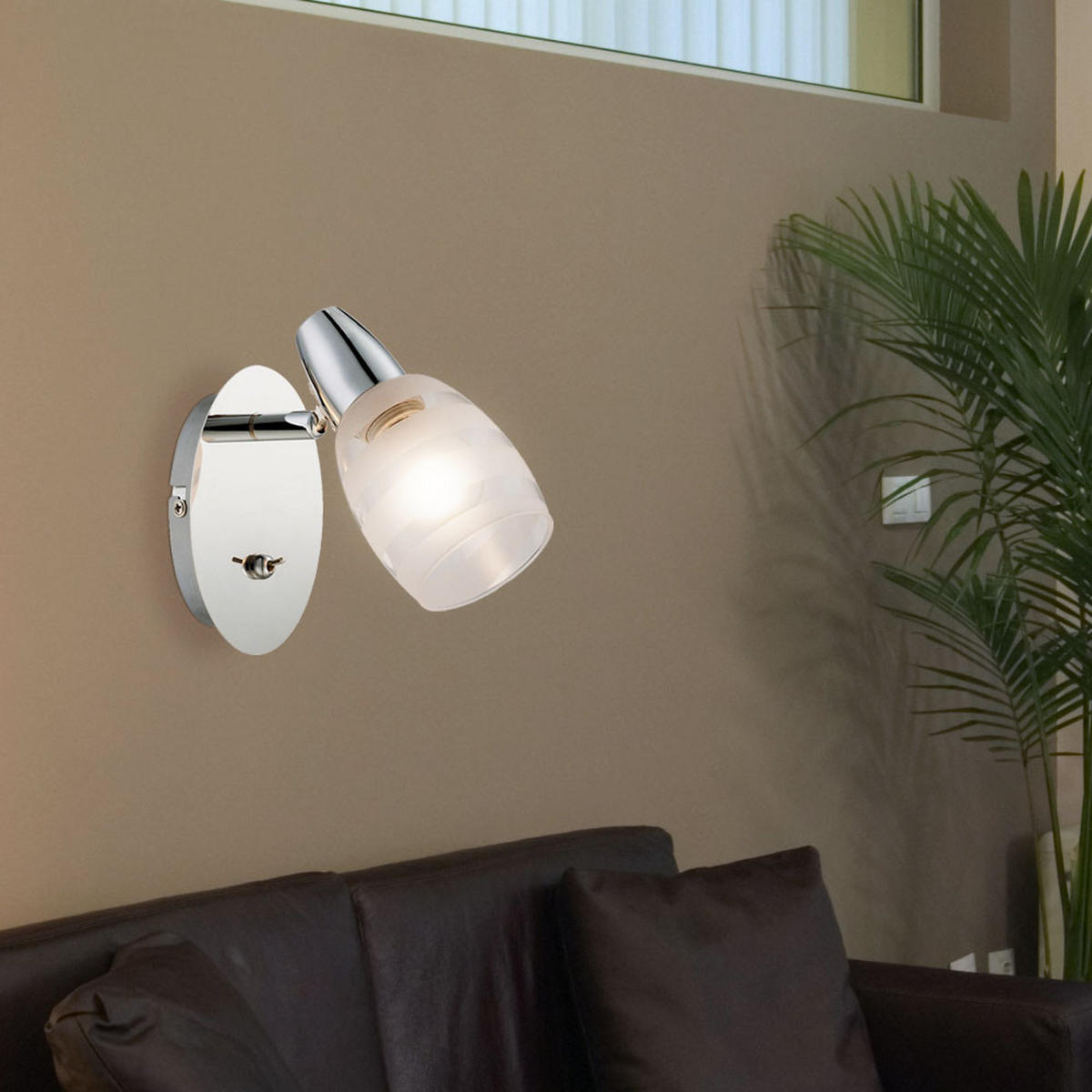 LED WANDLEUCHTE Metall Chrom satiniert - Silberfarben, Glas (9/16.5/16cm) - Globo Lighting