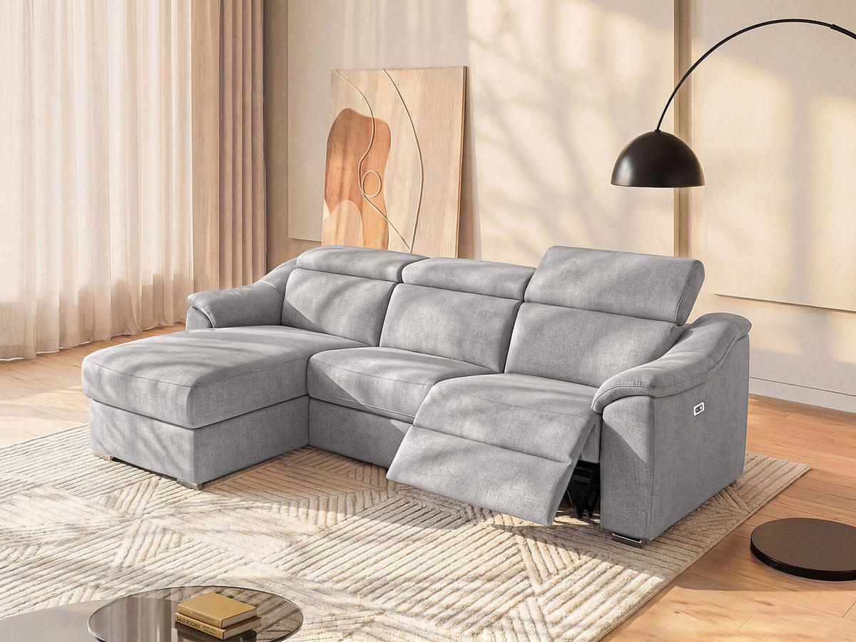 RELAXSOFA - 5 Personen - stoff - hellgrau Pedrera - Hellgrau, Textil/Metall (284/100/175cm) - Vente-Unique