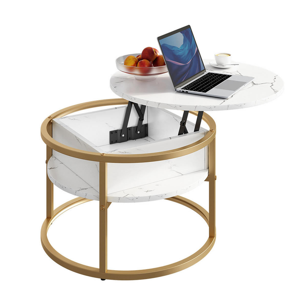 COUCHTISCH Marlo Weiß/Gold 57 x 57 cm - Weiß Hochglanz/Goldfarben, Holzwerkstoff (57/57/47.5cm) - Vicco