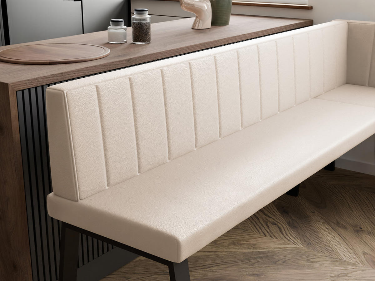 ECKBANK rechts MONO Y Kunstleder gesteppt, 128/168 cm Beige - Beige, Kunststoff/Textil (128/168cm) - Idohome