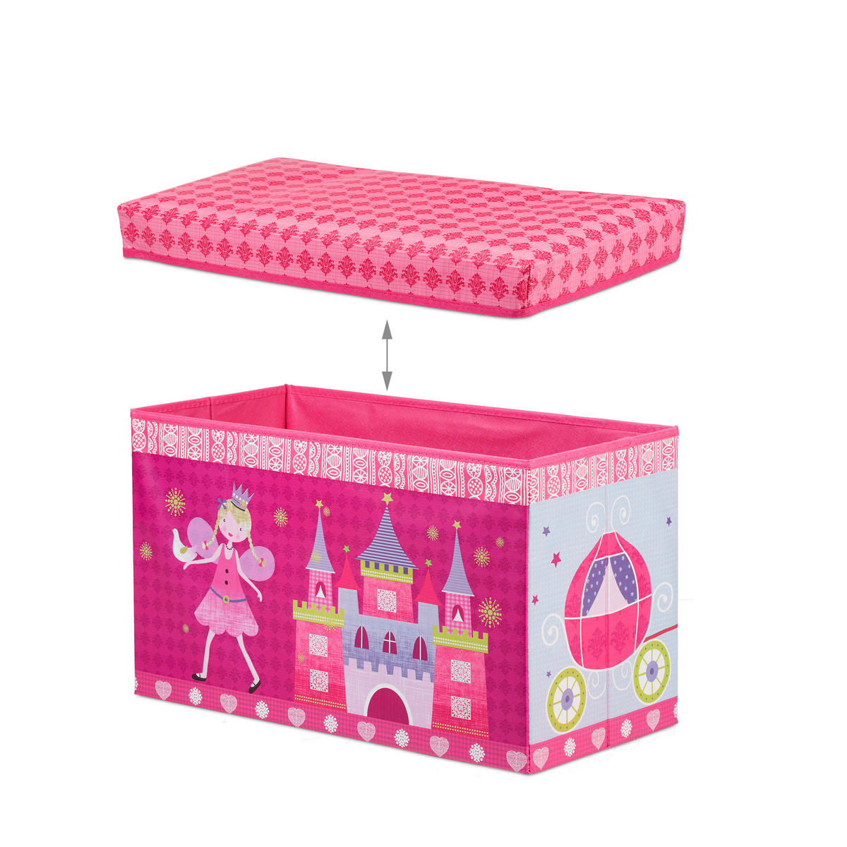 SITZBOX - Pink, Holzwerkstoff/Textil (60.5/36/30.5cm) - Relaxdays