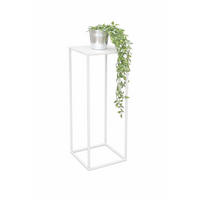 DANDIBO Blumenhocker Metall Weiß Eckig 70 cm Blumenständer Beistelltisch 96482 L Blumensäule Modern Pflanzenständer Pflanzenhocker - Weiß, Metall (28/70/28cm) - DanDiBo
