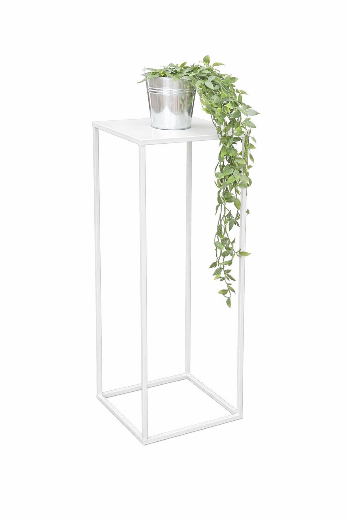 DANDIBO Blumenhocker Metall Weiß Eckig 70 cm Blumenständer Beistelltisch 96482 L Blumensäule Modern Pflanzenständer Pflanzenhocker - Weiß, Metall (28/70/28cm) - DanDiBo