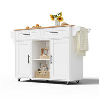 KÜCHENINSEL 145/70/94,5 cm mit klappbarer Arbeitsplatte, verstellbaren Regalen und 5 Rollen, MDF, Weiß - Weiß, Holzwerkstoff (145/94.5/70cm) - Redom