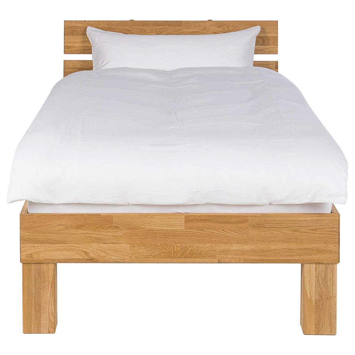 MASSIVHOLZBETT - Braun - Eichefarben, Holz (90/200cm) - home24