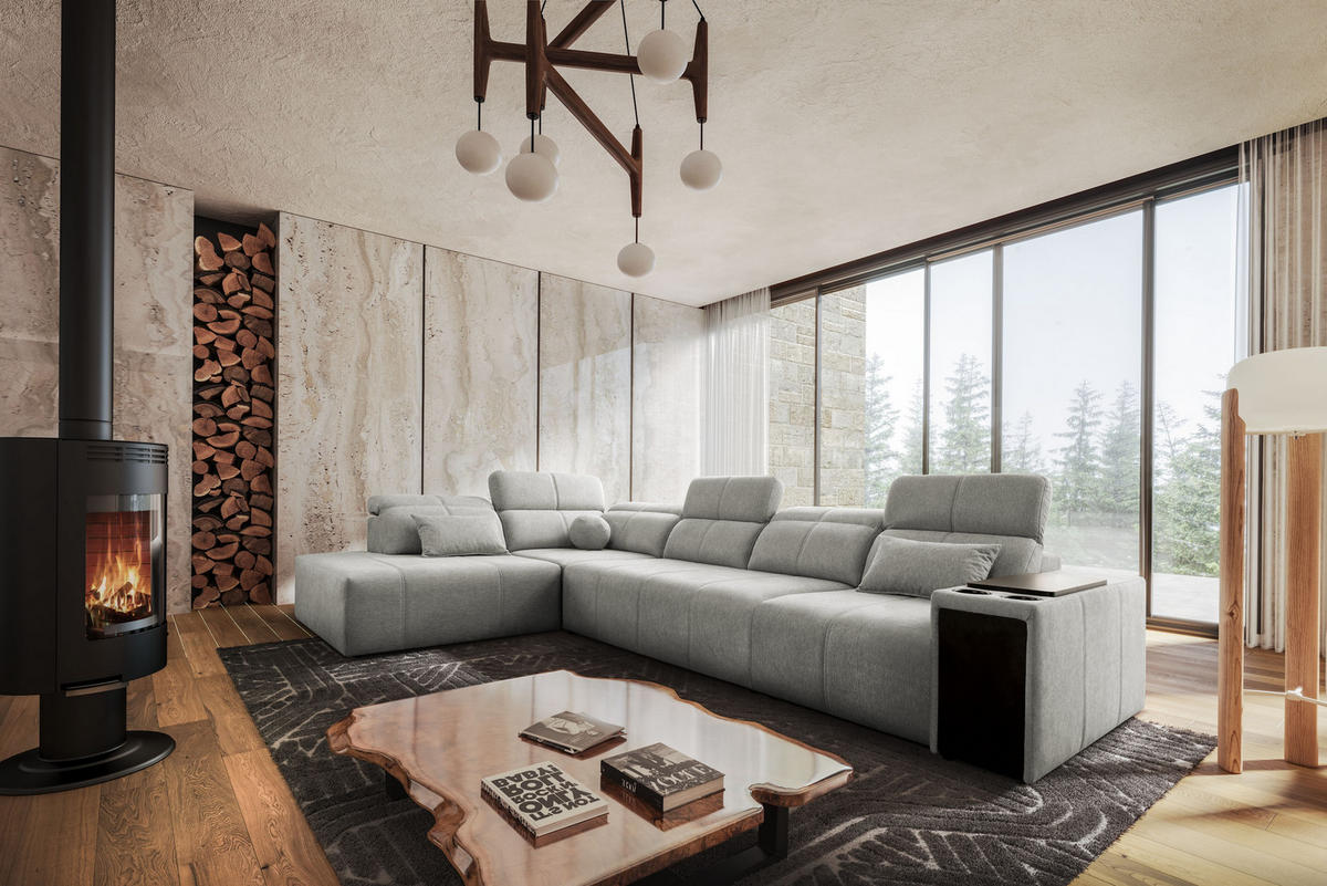 ECKSOFA L-Form Mindy XI Mit Schlaffunktion Und Verstellbarer Rückenlehne Stoff Verita Hellgrau Links - Hellgrau, Holz/Textil (230/350cm) - Kaiser Möbel