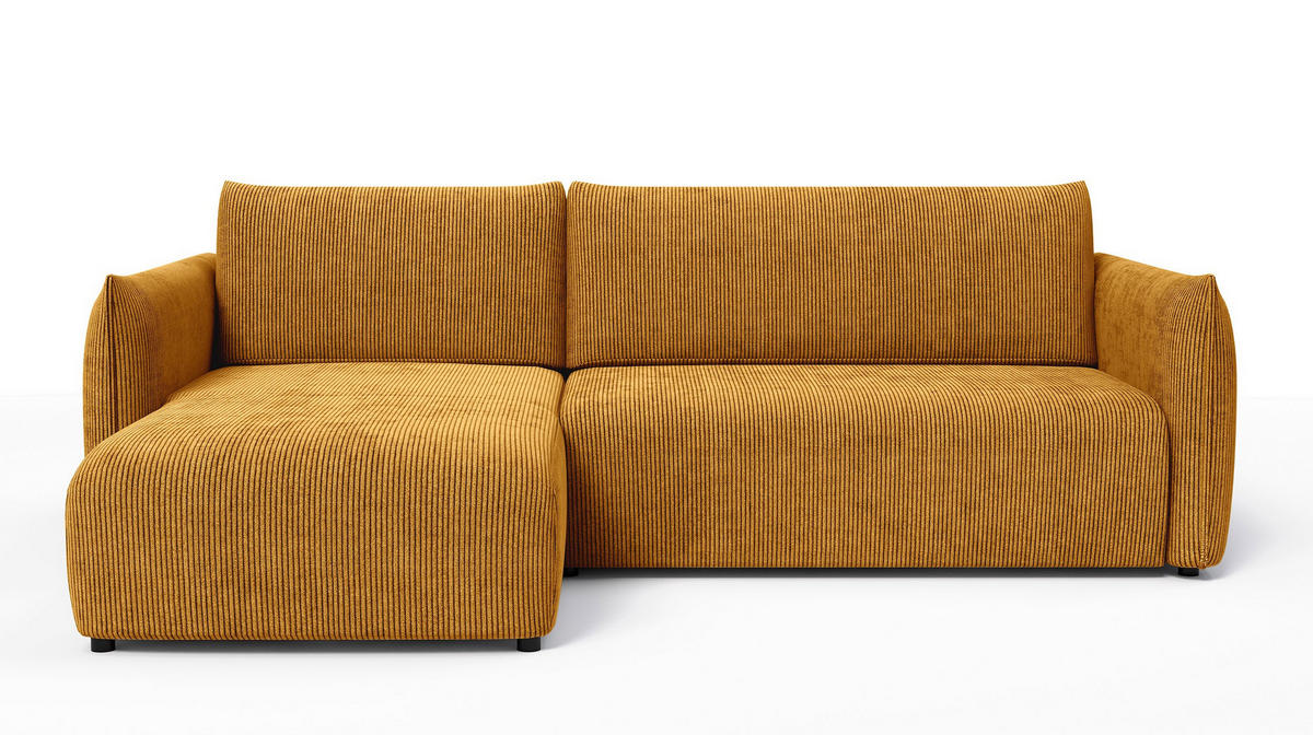 ECKSOFA TAUER 3-Sitzer rechts, safran - Gelb/Schwarz, Holz/Textil (248/173cm) - Courtois Laville